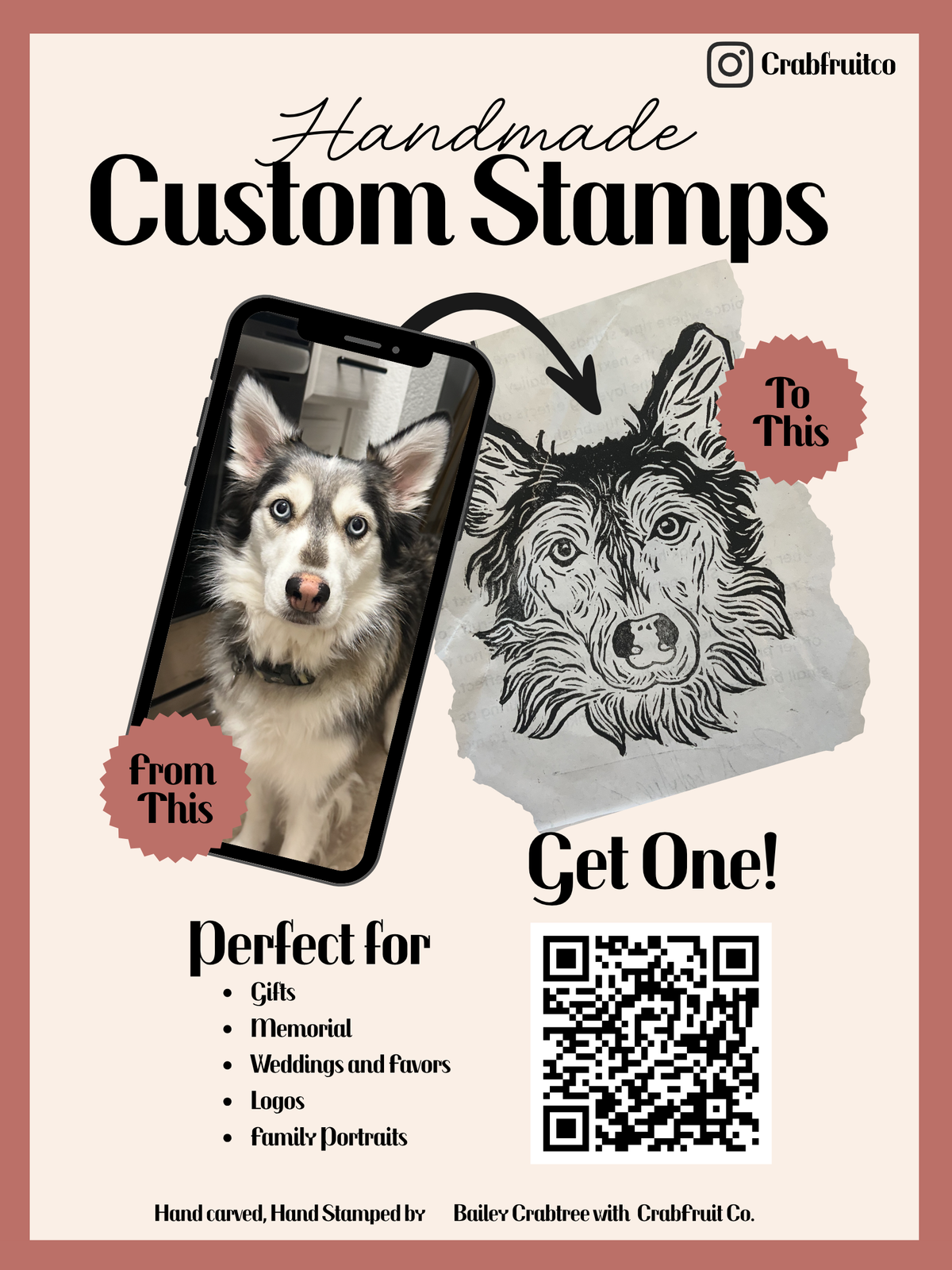 Pet portrait Custom Stamp Service