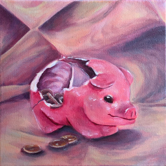 Broken Piggy Bank Original Painting