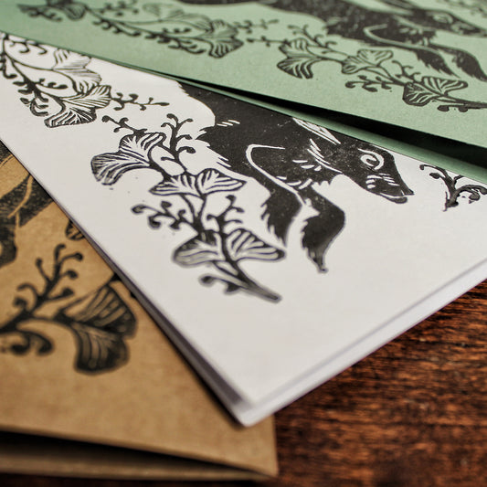 Wild Hare Handmade Linocut Greeting Card