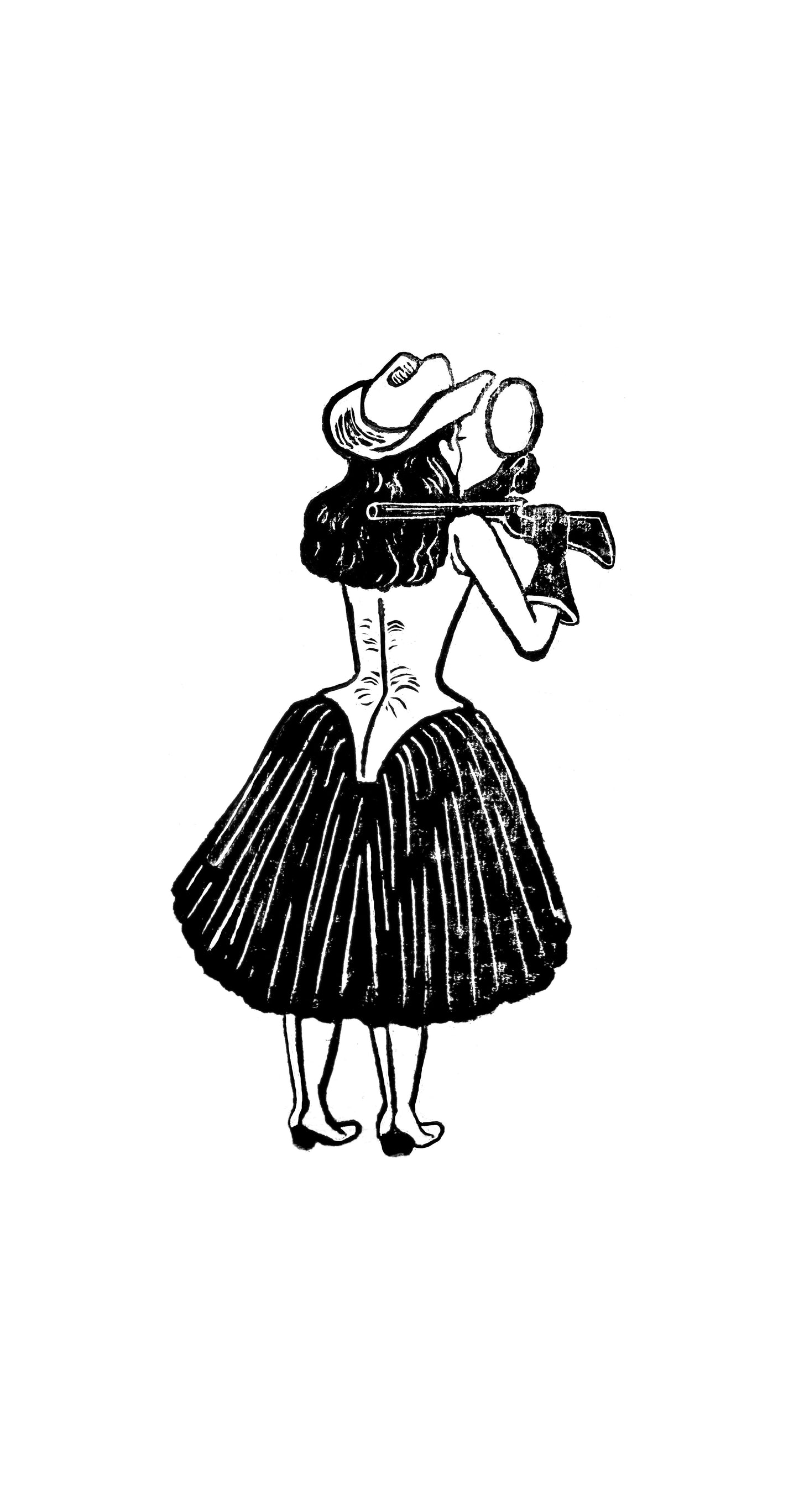 Cowgirl Linocut Fine Art Print