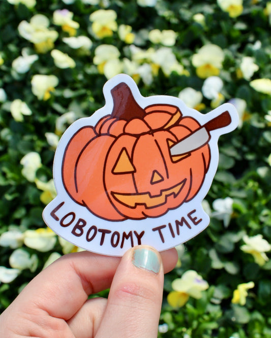 Lobotomy Time Funny Pumpkin Sticker