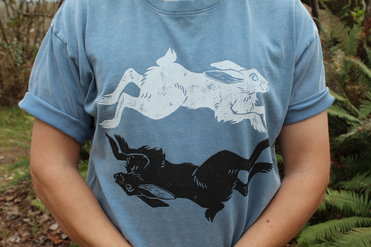 Linocut Rabbit Circle T-Shirt