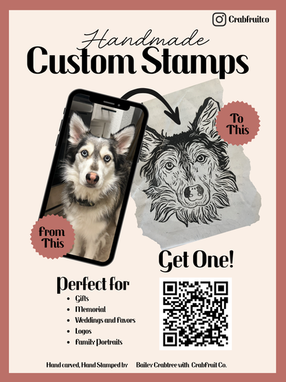 Pet portrait Custom Stamp Service