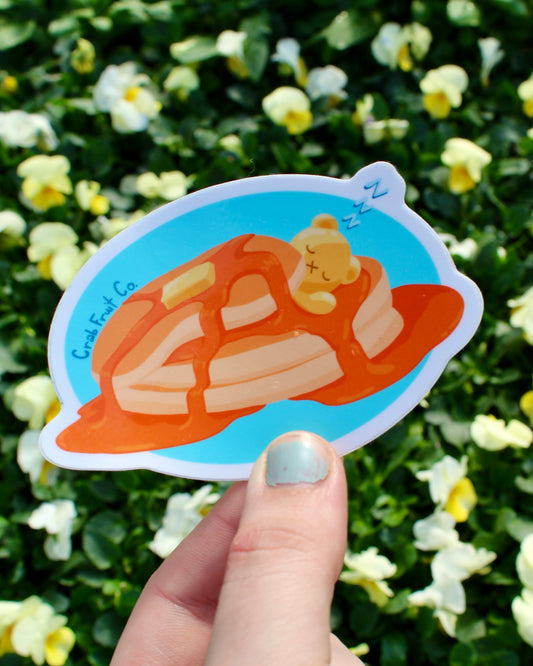 Sleeping in Pancakes Bear Vinyl Sticker