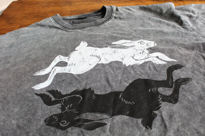 Linocut Rabbit Circle T-Shirt