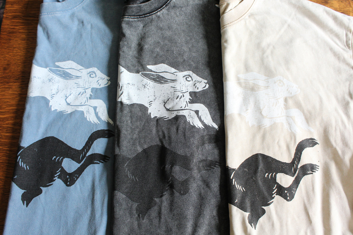 Linocut Rabbit Circle T-Shirt