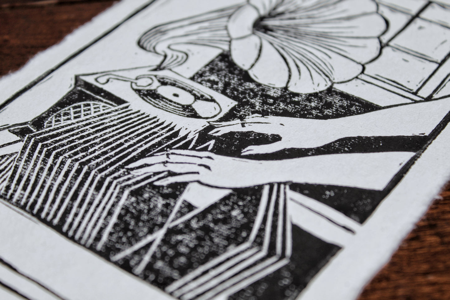 Phonograph Handmade Linocut Print