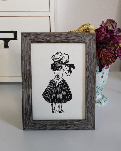 Cowgirl Linocut Fine Art Print