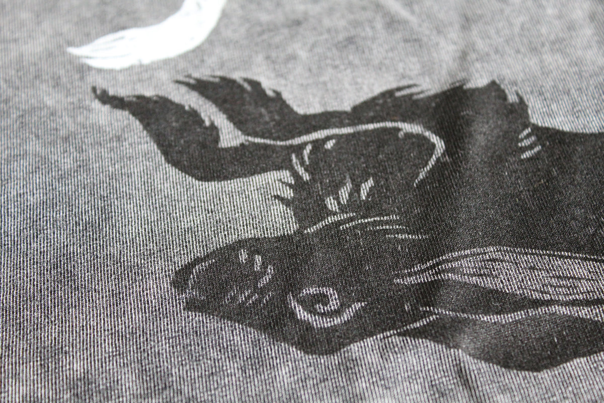 Linocut Rabbit Circle T-Shirt