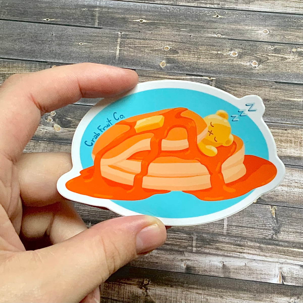 Sleeping in Pancakes Bear Vinyl Sticker