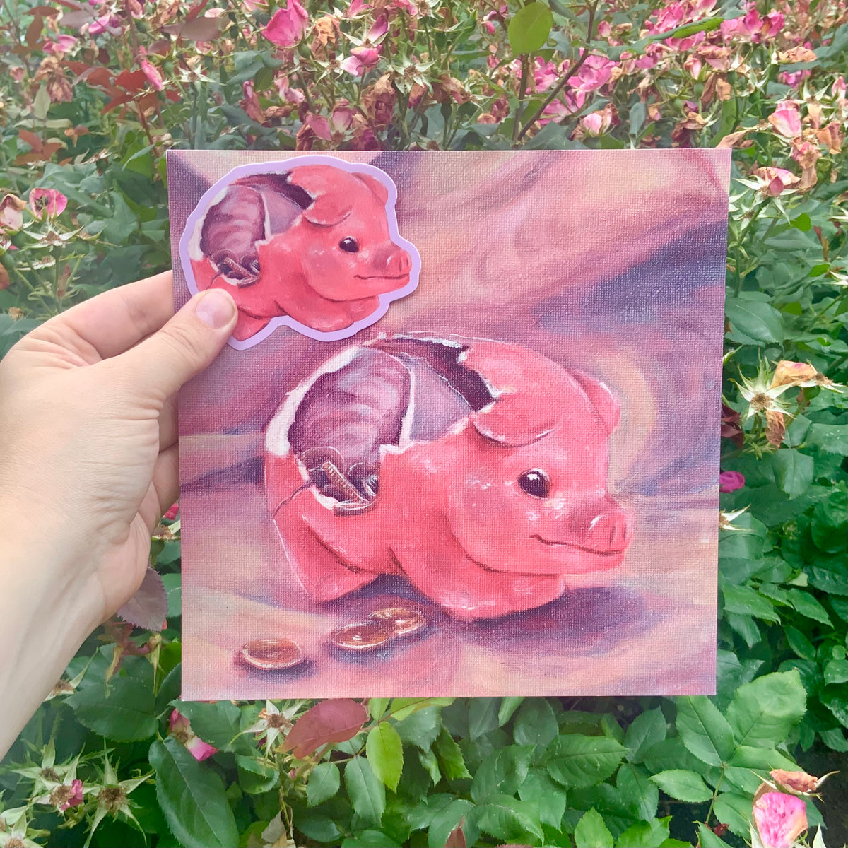 Broken Piggy Bank Vinyl Sticker