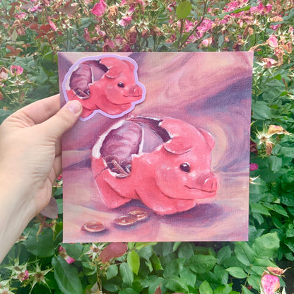Broken Piggy Bank Vinyl Sticker