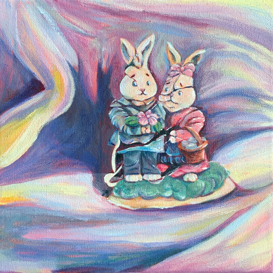Broken Bunny Original Acrylic Painting on 8x8" Canvas