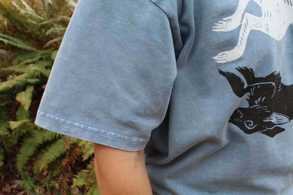 Linocut Rabbit Circle T-Shirt
