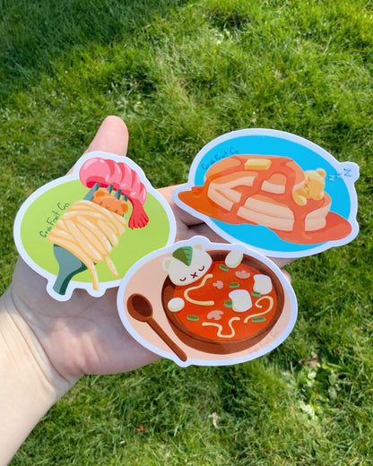 Twirling Noodle Bear Vinyl Sticker