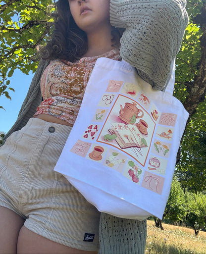 Strawberry Frog Tea Party Artist Tote Bag