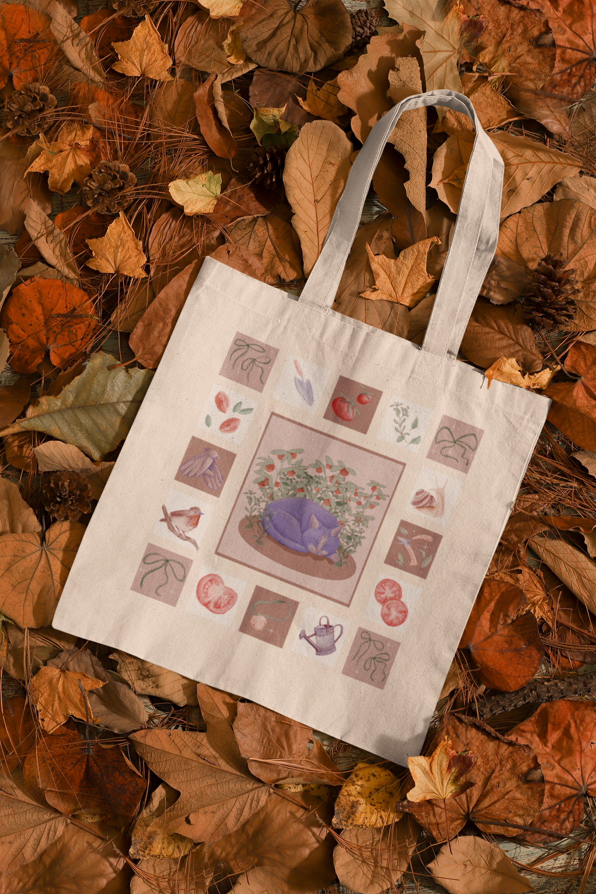 Tomato Garden Cat Tote Bag