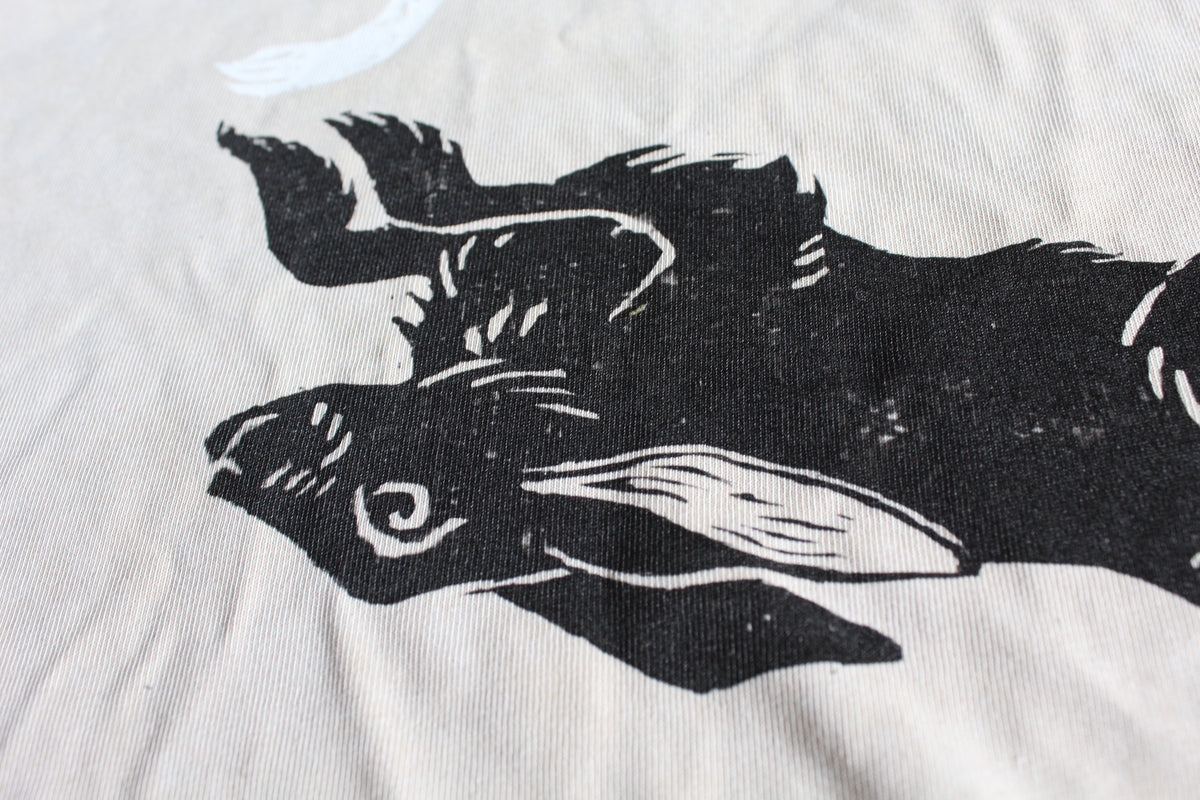 Linocut Rabbit Circle T-Shirt