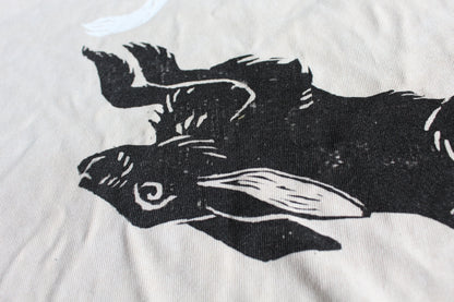 Linocut Rabbit Circle T-Shirt