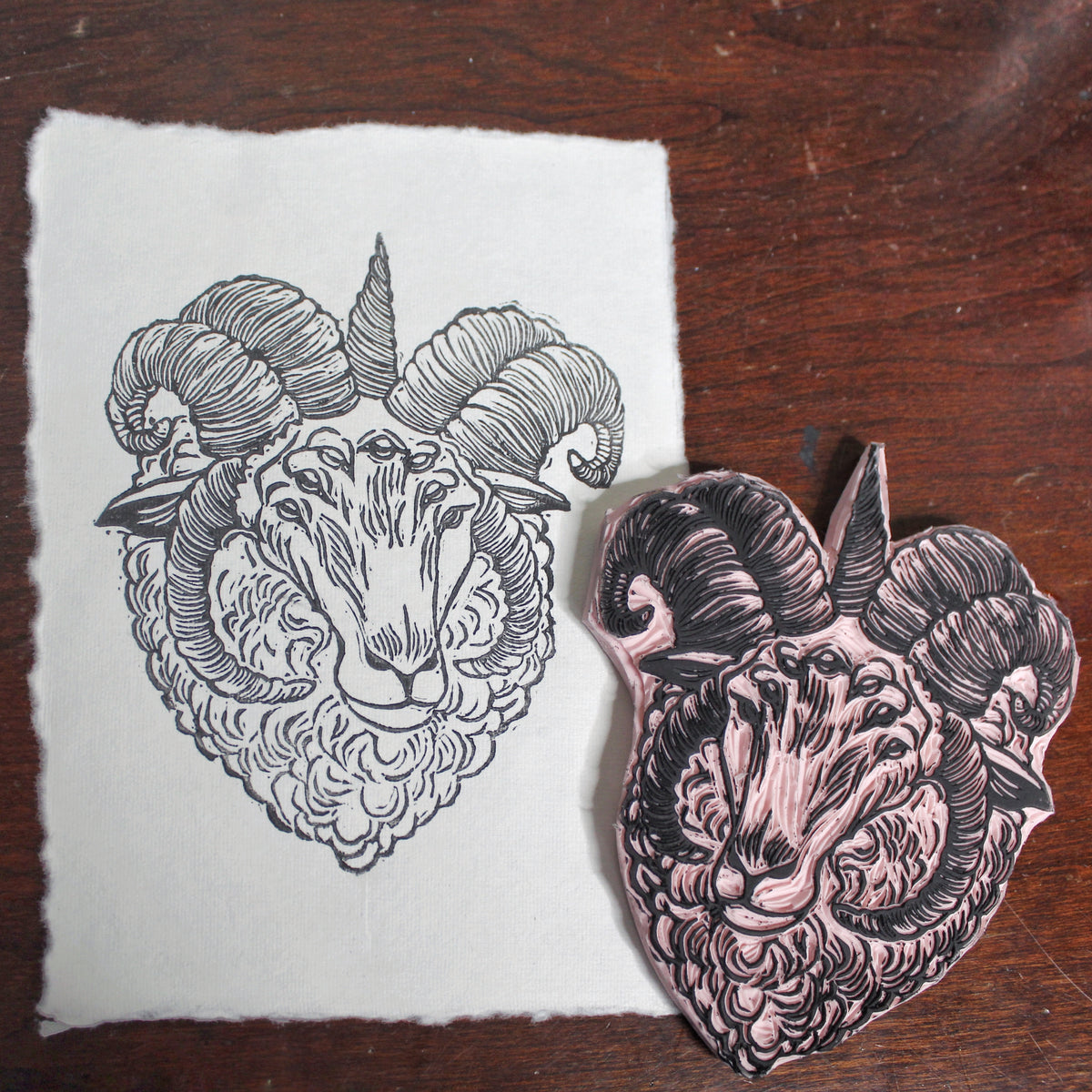 Lamb of God Handmade Linocut Original Print