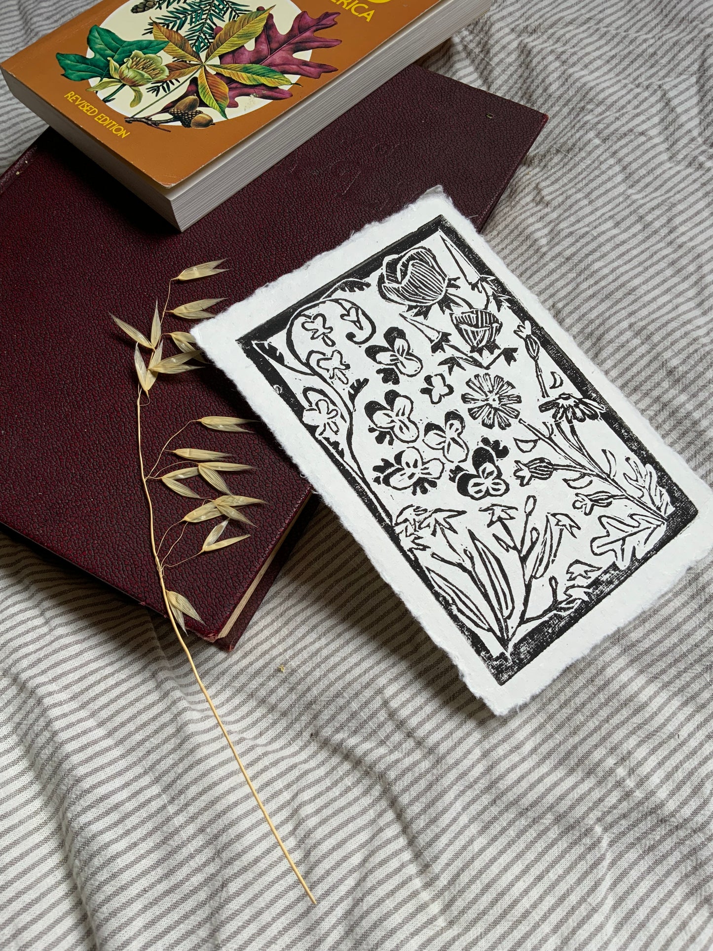 Wildflower Garden Handmade Linocut Print