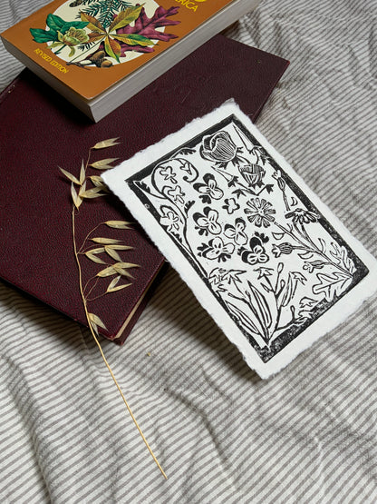 Wildflower Garden Handmade Linocut Print