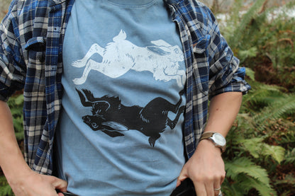 Linocut Rabbit Circle T-Shirt