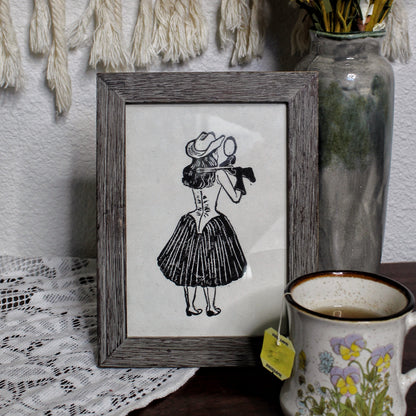 Cowgirl Linocut Fine Art Print