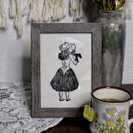 Cowgirl Linocut Print