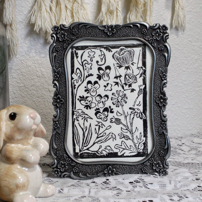 Wildflower Garden Handmade Linocut Print