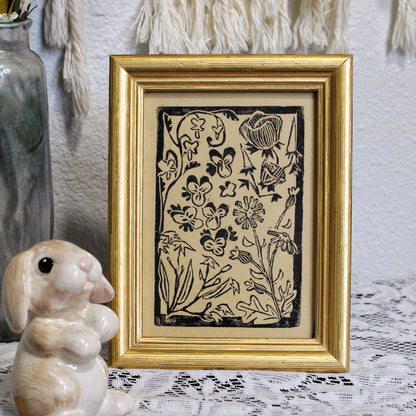 Wildflower Garden Handmade Linocut Print
