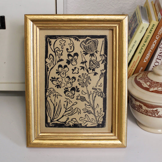 Wildflower Garden Handmade Linocut Print