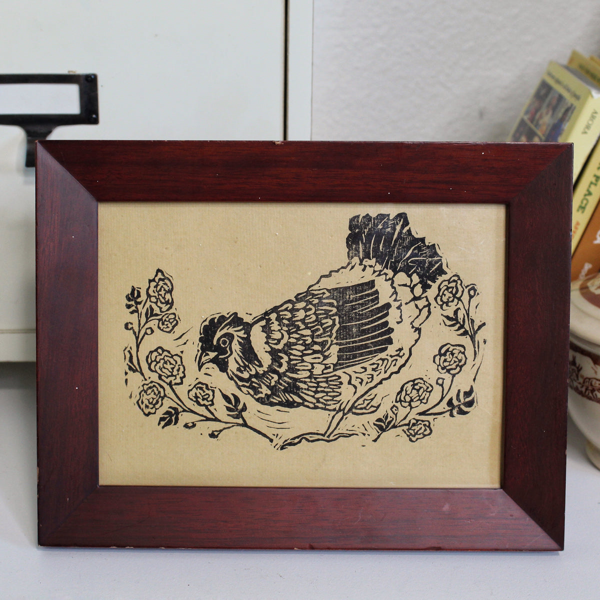 Marigold Hen Handmade Linocut Original Print