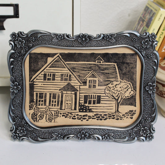 Cozy Cottage Handmade Linocut Print