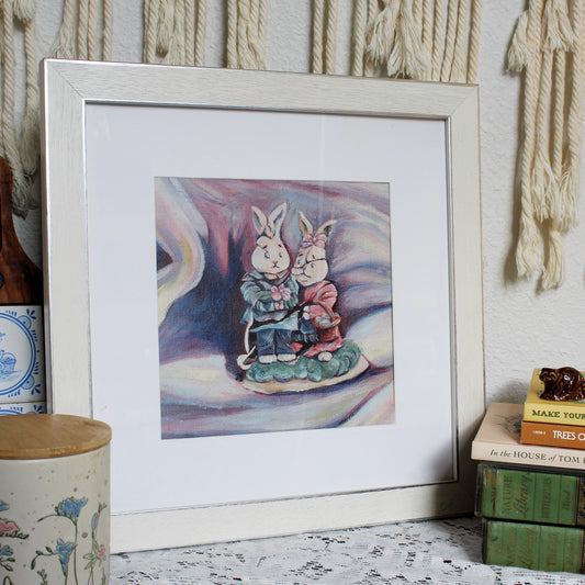 Broken Bunny Couple Art Print