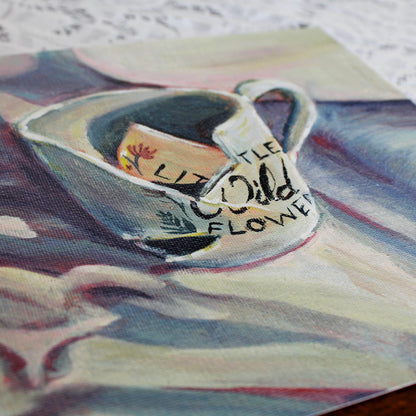 Wild Flower Broken Teacup Original Painting