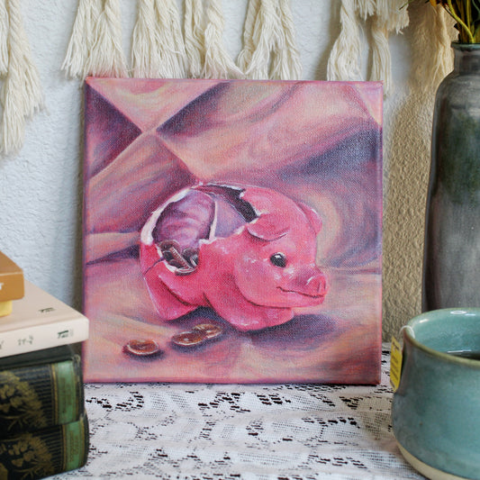Broken Piggy Bank Original Painting