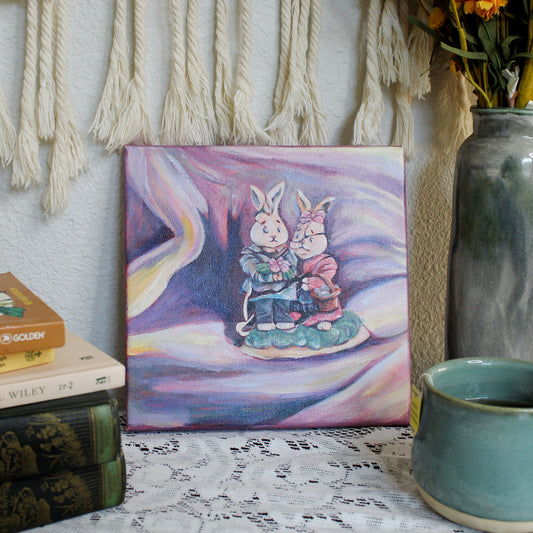 Broken Bunny Original Acrylic Painting on 8x8" Canvas