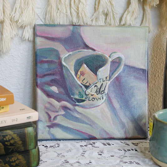 Wild Flower Broken Teacup Original Painting