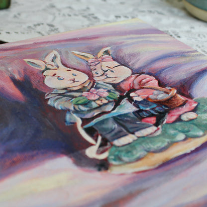 Broken Bunny Original Acrylic Painting on 8x8" Canvas