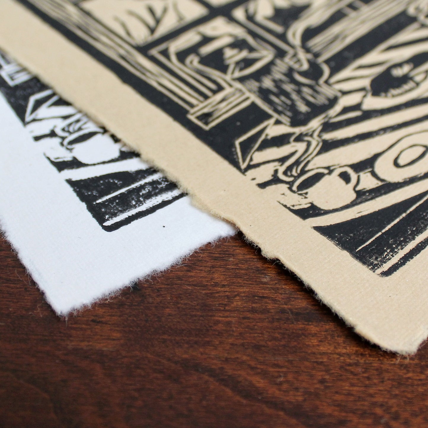 Kitchen Table Tea Handmade Linocut Print