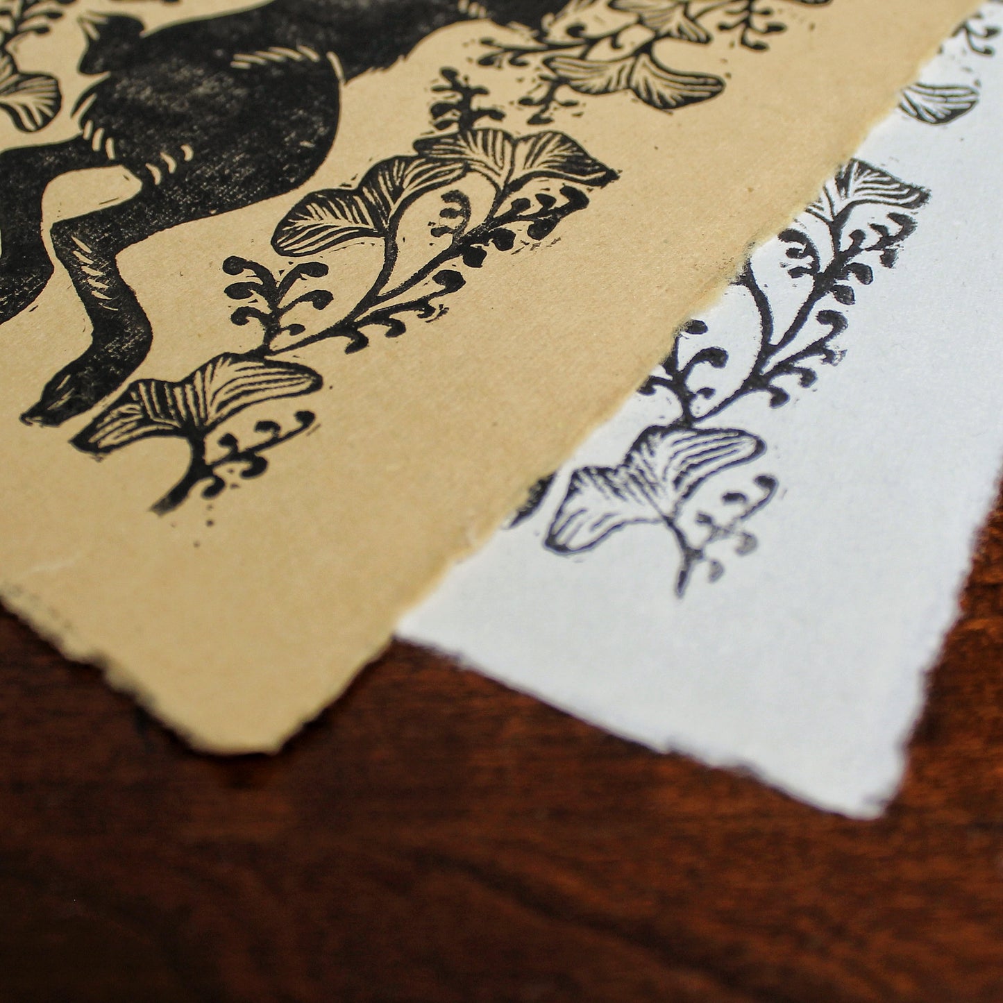 Black Rabbit Handmade Linocut Print