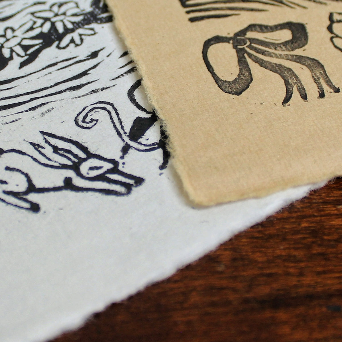 Flower Crown Handmade Linocut Original Print