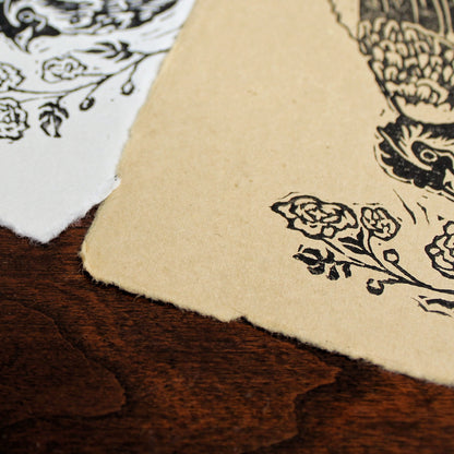 Marigold Hen Handmade Linocut Original Print