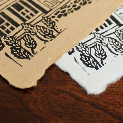 Cozy Cottage Handmade Linocut Print