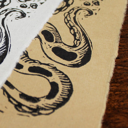 Inky Octopus Linocut Original Print