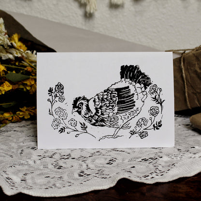 Happy Hen Handmade Linocut Greeting Card