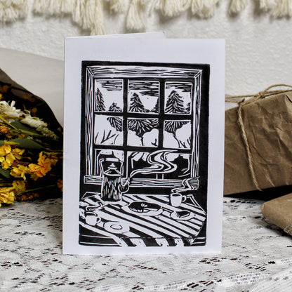 Kitchen Table Handmade Linocut Greeting Card