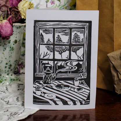 Kitchen Table Handmade Linocut Greeting Card