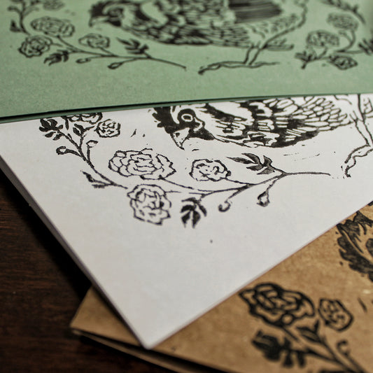 Happy Hen Handmade Linocut Greeting Card